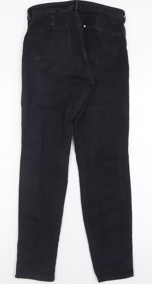 H&M Womens Black Cotton Skinny Jeans Size 28 L28 in Regular Button
