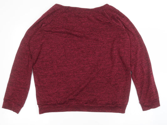 River Island Womens Pink Round Neck Polyester Pullover Jumper Size 16