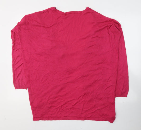 AJC Womens Pink V-Neck Cotton Cardigan Jumper Size 10