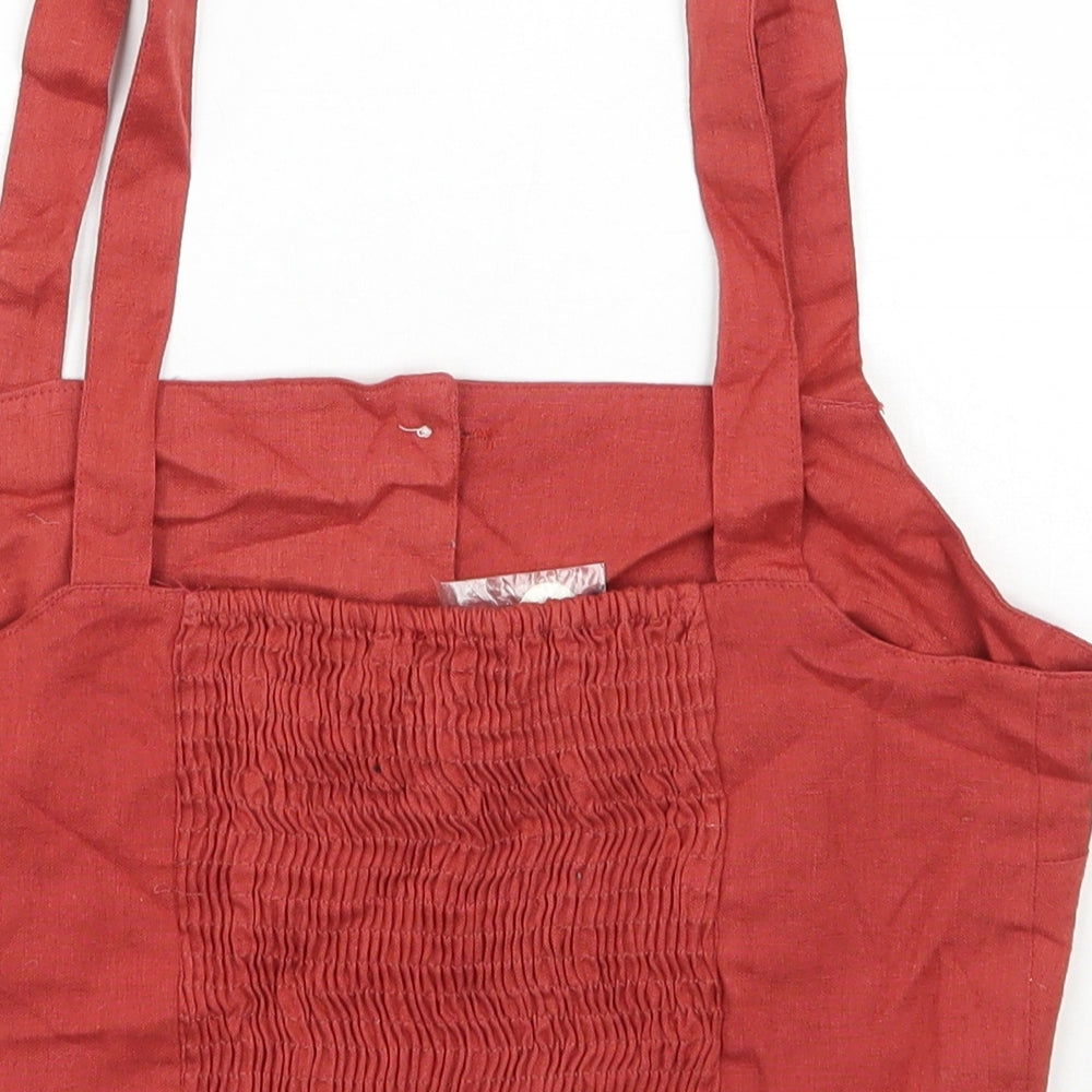 Chemistry Womens Orange Cotton Cropped Blouse Size 10 Square Neck