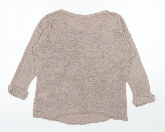 H&M Womens Beige Round Neck Acrylic Pullover Jumper Size S
