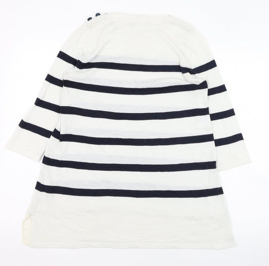 ASOS Womens Ivory Round Neck Striped Polyester Pullover Jumper Size 10