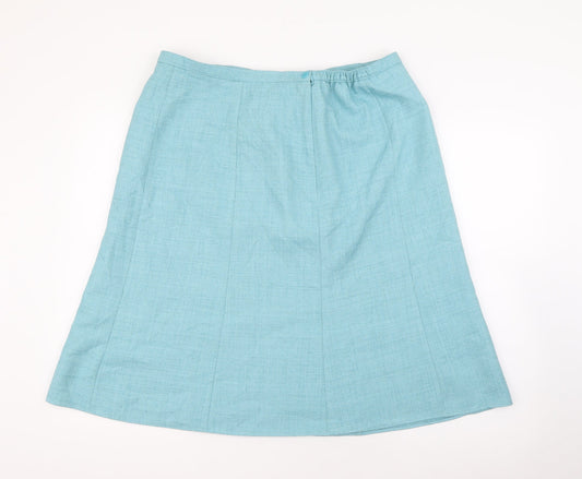 EWM Womens Blue Polyester A-Line Skirt Size 18 Zip