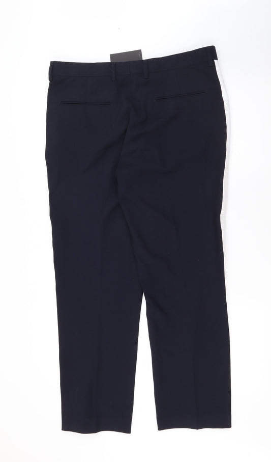 ASOS Womens Blue Polyester Trousers Size 34 in L28 in Regular Zip