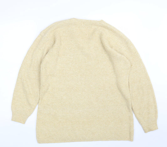 WICO Womens Yellow V-Neck Acrylic Pullover Jumper Size M