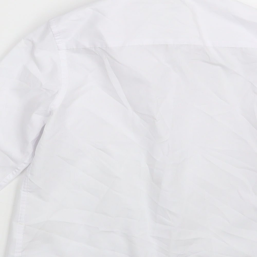 Marks and Spencer Girls White Polyester Basic Button-Up Size 8-9 Years Collared Button - School wear