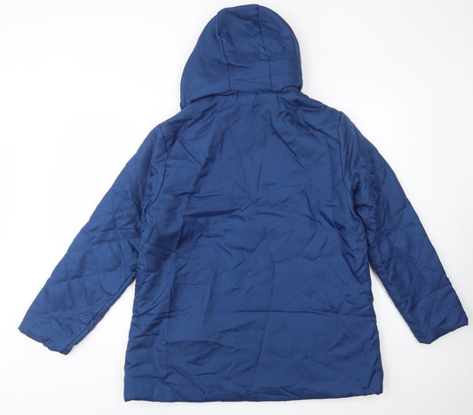 Anne De Lancay Womens Blue Quilted Jacket Size M Zip