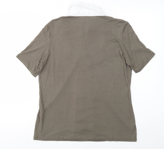 Gabriella Vicenza Womens Green Polyester Basic Blouse Size 10 Collared