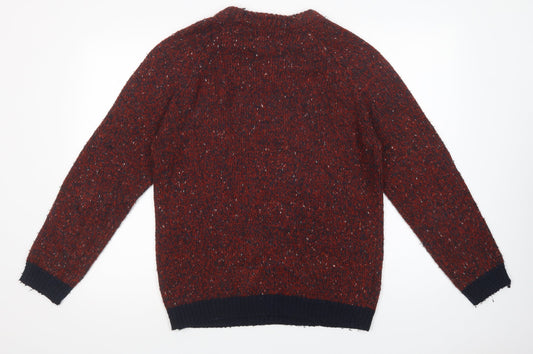River Island Mens Red Crew Neck Acrylic Pullover Jumper Size M