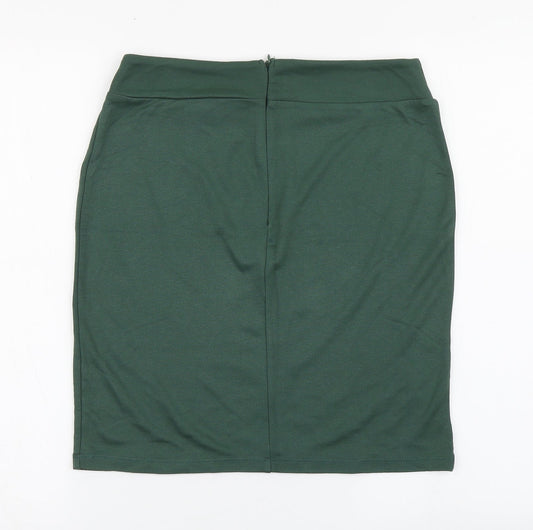 Body Flirt Womens Green Polyester A-Line Skirt Size S Zip