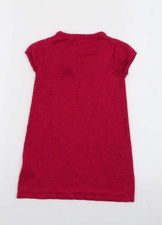 Blue Zoo Girls Red Viscose A-Line Size 2-3 Years Round Neck Pullover