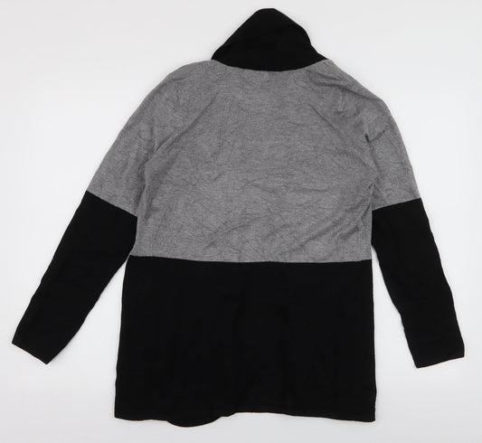 Preworn Womens Grey Collared Rayon Cardigan Jumper Size M