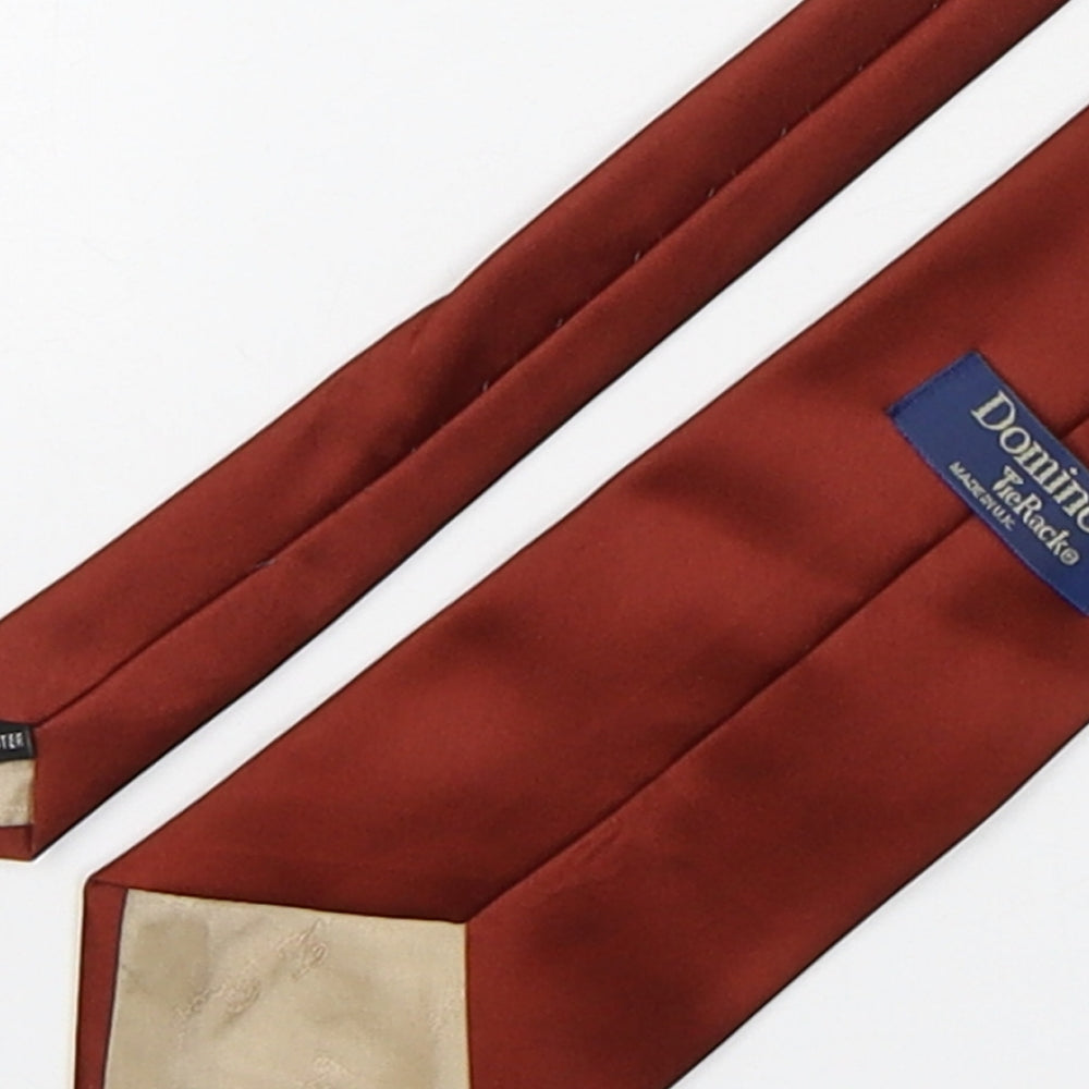 Domino Mens Brown Polyester Pointed Tie One Size
