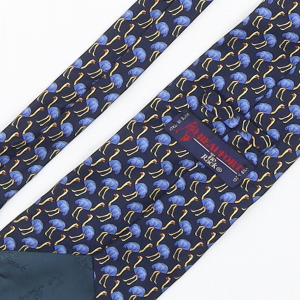 Beaufort Mens Blue Geometric Silk Pointed Tie One Size - Ostriches