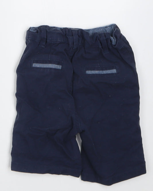 Primark Boys Blue Cotton Cropped Trousers Size 12-18 Months Button