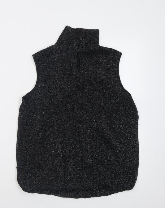 Debenhams Womens Black Nylon Basic Tank Size 12 Roll Neck