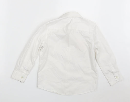 F&F Boys White Polyester Basic Button-Up Size 5-6 Years Collared Button