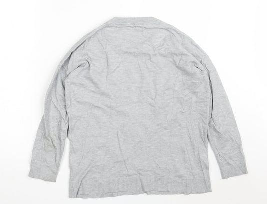 Dunnes Stores Womens Grey Round Neck Geometric Viscose Pullover Jumper Size S