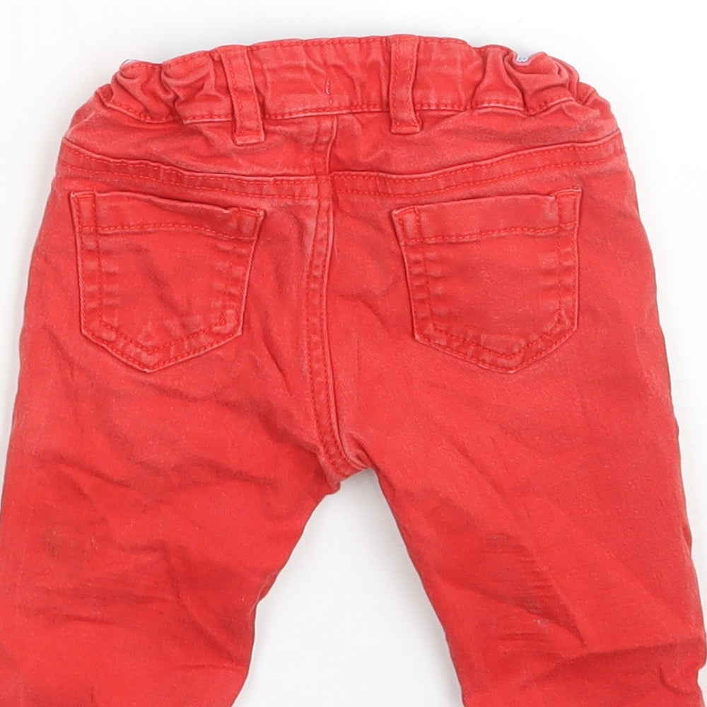 Marks and Spencer Baby Red Cotton Cropped Jeans Size 3-6 Months Button