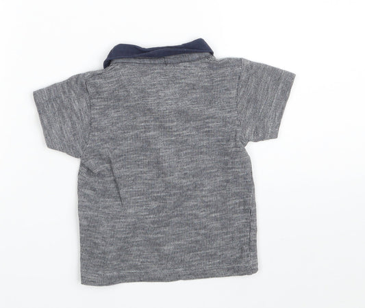 Primark Boys Grey 100% Cotton Pullover Polo Size 12-18 Months Collared Button