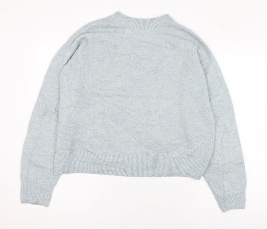 H&M Womens Blue Round Neck Acrylic Pullover Jumper Size 4