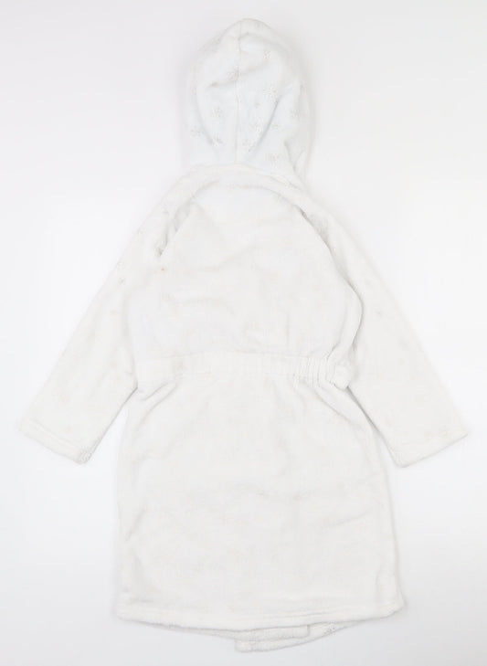 Marks and Spencer Girls White Solid 100% Polyester Top Robe Size 6-7 Years Tie