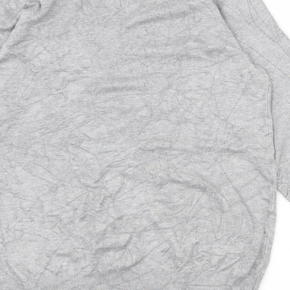 Marks and Spencer Womens Grey V-Neck Viscose Pullover Jumper Size 14