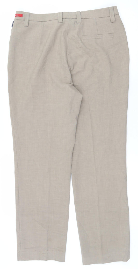 Atelier Gardeur Womens Beige Polyester Trousers Size 14 L27 in Regular Zip