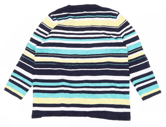 M&Co Womens Multicoloured Round Neck Striped Viscose Pullover Jumper Size 14