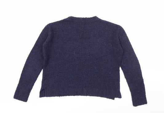 H&M Womens Blue Round Neck Cotton Pullover Jumper Size S