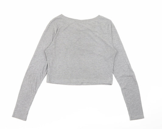 Topshop Womens Grey Scoop Neck Viscose Pullover Jumper Size 10