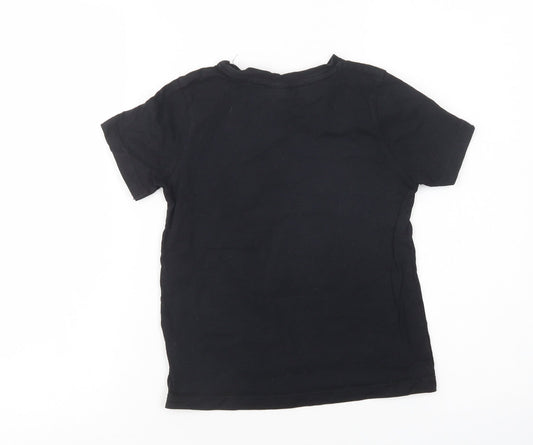 George Girls Black Cotton Basic T-Shirt Size 7-8 Years Crew Neck Pullover - Lego