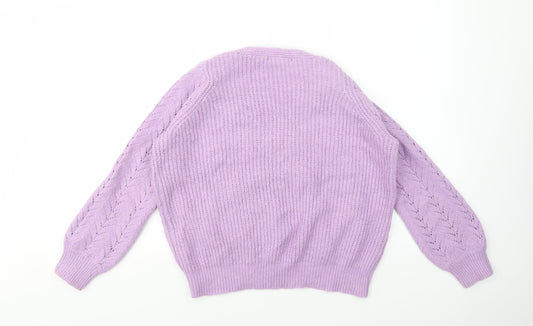 Dunnes Stores Womens Purple V-Neck Acrylic Pullover Jumper Size S