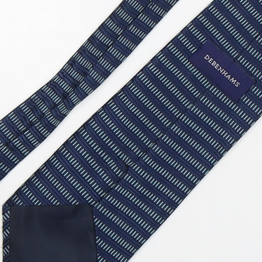 Debenhams Mens Blue Striped Polyester Pointed Tie One Size