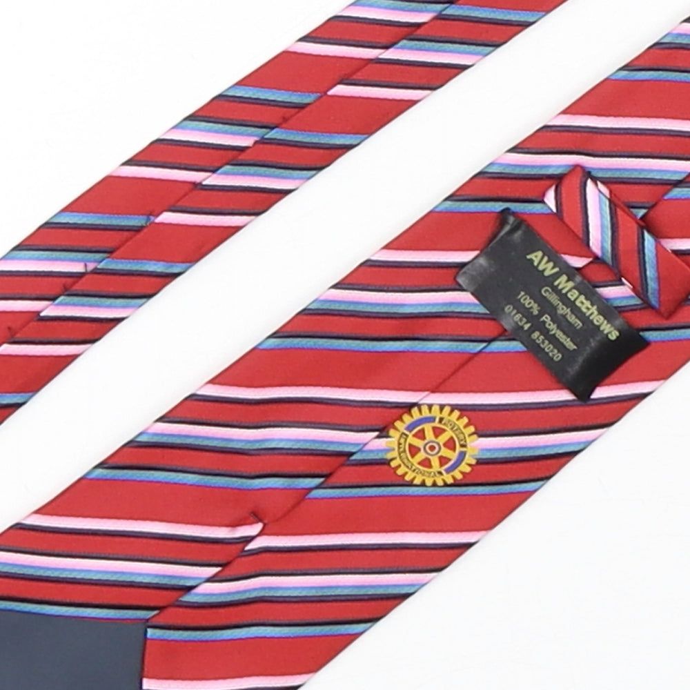 AW Matthews Mens Multicoloured Striped Polyester Pointed Tie One Size