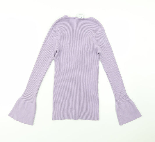 ASOS Womens Purple V-Neck Viscose Pullover Jumper Size 8