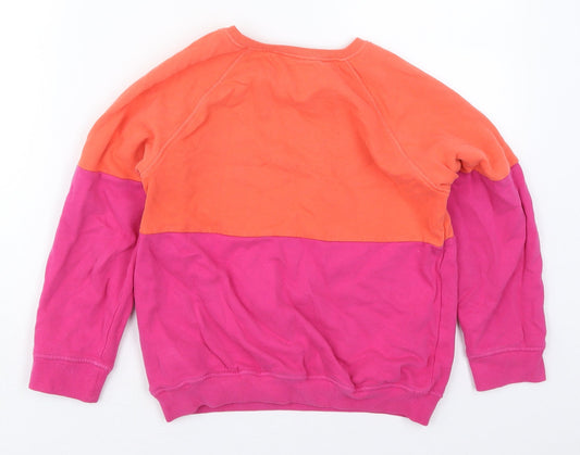 NEXT Girls Pink Colourblock Cotton Pullover Sweatshirt Size 11 Years Pullover - Cool