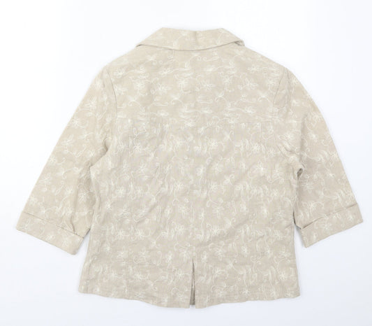 Sidewalk Womens Beige Floral Jacket Size S Button