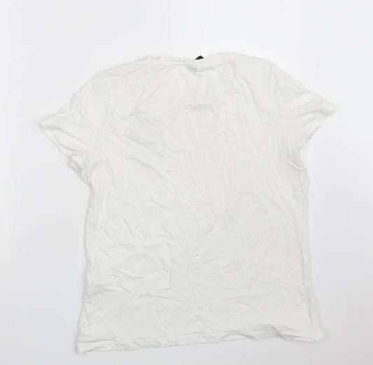 VERO MODA Womens White 100% Cotton Basic T-Shirt Size M Crew Neck - Dance in the rain