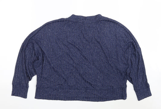 Marks and Spencer Womens Blue Polyester Pullover Sweatshirt Size 16 - Cropped - Loungewear