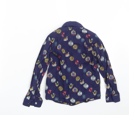 ANGEL & ROCKET Boys Blue 100% Cotton Basic Button-Up Size 5 Years Collared Button