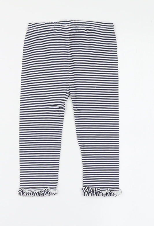 First Impressions Girls Blue Striped Cotton Jogger Leggings Size 24 Months Pullover - Leggings