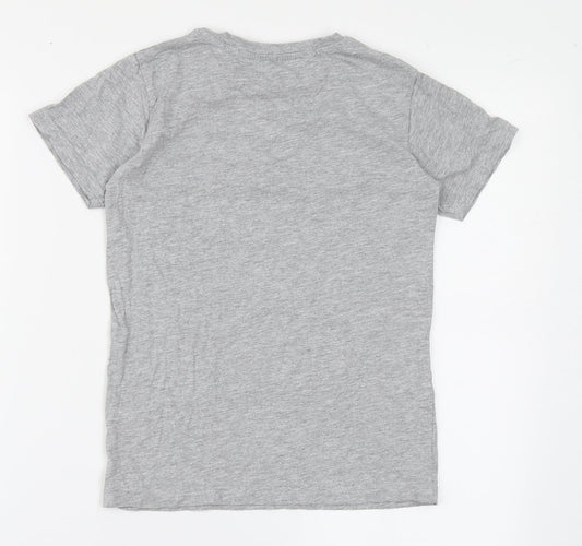 Dunnes Stores Boys Grey Cotton Basic T-Shirt Size 8 Years Round Neck Pullover - Roarsome, Dinosaur