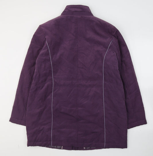 ANNA ROSE Womens Purple Trench Coat Coat Size L Zip