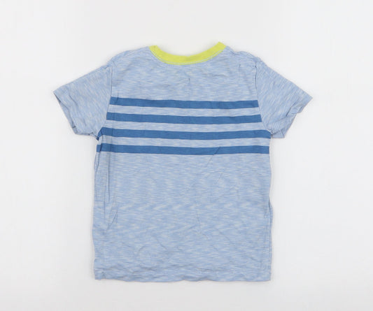 Gap Boys Blue Striped 100% Cotton Jersey T-Shirt Size 2 Years Round Neck Pullover