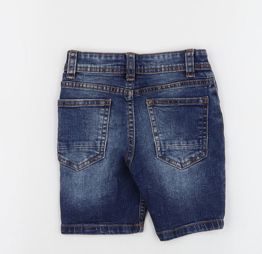 Denim & Co. Boys Blue Cotton Cargo Trousers Size 18 Months Button - Shorts