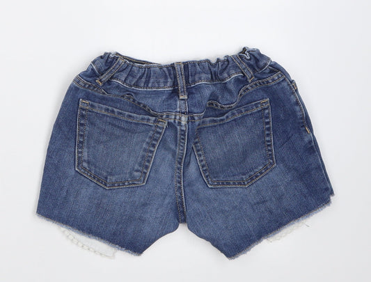 Preworn Girls Blue Cotton Bermuda Shorts Size 6 Years Regular Buckle