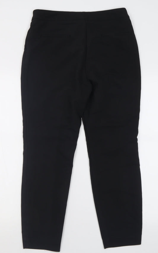 Papaya Womens Black Polyester Trousers Size 12 L26 in Regular Hook & Eye