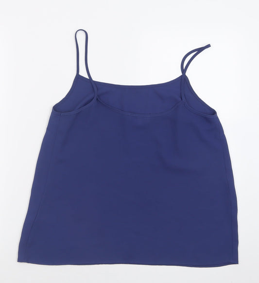 apaya Womens Blue Polyester Basic Tank Size 12 Scoop Neck