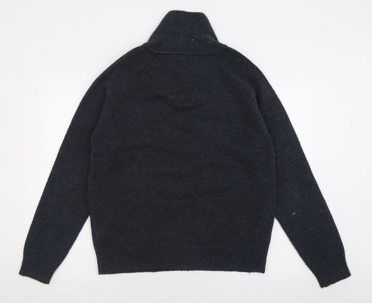 Threadbare Mens Grey V-Neck Acrylic Pullover Jumper Size L